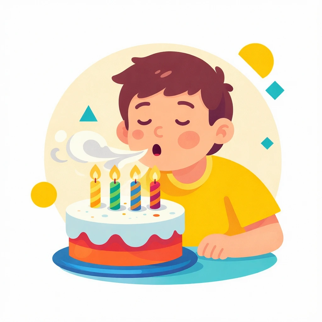 Ilustración soplar velas